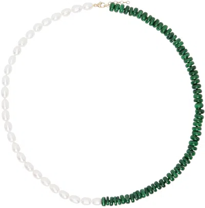 Jia Jia Green & White Ocean Malachite Pearl Union Necklace In Black