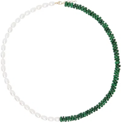 Jia Jia Green & White Ocean Malachite Pearl Union Necklace In Green/pearl