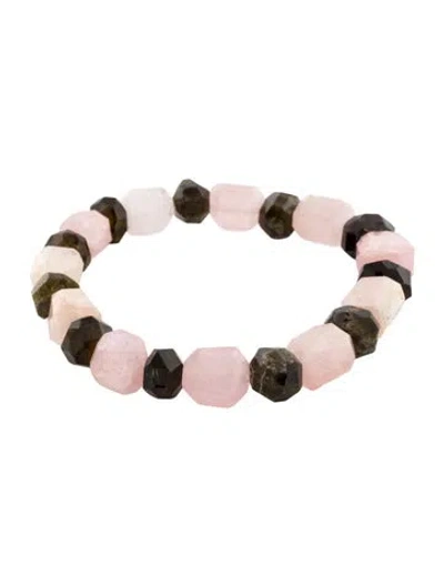 Pre-owned Jia Jia Morganite & Epidote Bead Bracelet, 8" In Multicolor