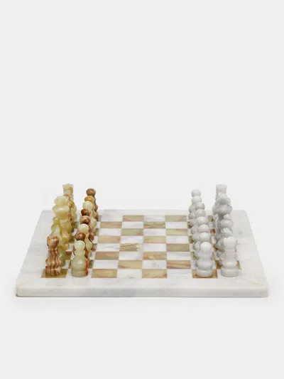 Jia Jia Onyx Chess Set  Abask Gift Set In White