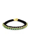Jia Jia Silver Diamond; Emerald Bracelet In Dark Green