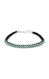 Jia Jia Silver Diamond; Emerald Necklace In Dark Green