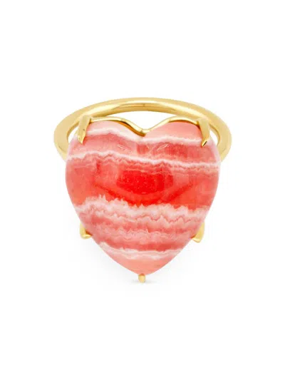 Jia Jia Women's Love 14k Yellow Gold & Rhodochrosite Heart Ring In Pink