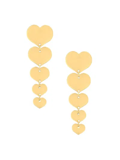 Jia Jia Women's Love 14k Yellow Gold Heart Drop Earrings