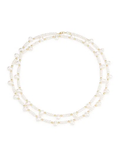 Jia Jia Women's Ocean 14k Yellow Gold & Freshwater Pearl Double-strand Necklace In Neutral