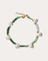 JIA JIA WOMEN'S OMBRÉ EMERALD & PEARL BEADED ANKLET