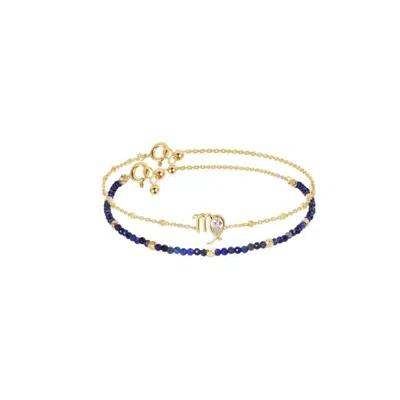 Jiaying Wang Wjy Studio London Men's Gold / Blue Constellation Virgo Zodiac Bracelet – Natural Lapis Lazuli Adjustable In Multi