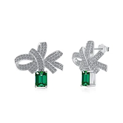 Jiaying Wang Wjy Studio London Men's Silver / Green Emerald Diamond Earning In Multi