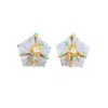 Jiaying Wang Wjy Studio London Women's Blue / Purple / Gold Dewdrop Bloom Floria Diamond Engraved Crystal Turquoise Amethyst Earrin In Purple