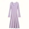 Jiaying Wang Wjy Studio London Women's Cashmere Slim-fit Versatile Mid-length Skirt & Stretch Sweater Dress Lavender Purple In Purple