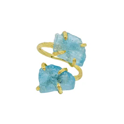 Jiaying Wang Wjy Studio London Women's Gold / Blue Elemental Birth Aquamarine Adjustable Ring In Multi