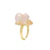 Jiaying Wang Wjy Studio London Women's Gold / Pink / Purple Handmade Engraved Mouse Pink Crystal Gemstones Ring