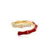 Jiaying Wang Wjy Studio London Women's Gold / Red / White Bamboo Red Opal Enamel Ring