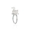 Jiaying Wang Wjy Studio London Women's Gold / White Handmade Engraved  Duck White Crystal  Gemstones Ring