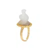 Jiaying Wang Wjy Studio London Women's Gold / White Handmade Engraved Snake White Crystal Gemstones Ring