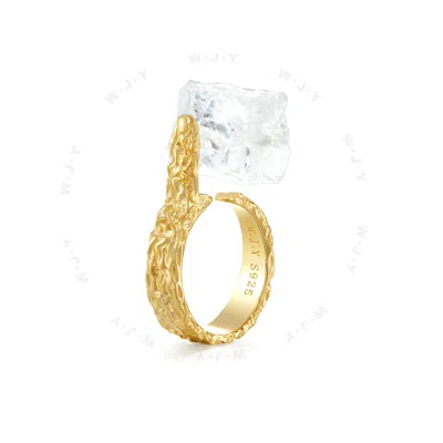 Jiaying Wang Wjy Studio London Women's Gold / White Natural White Crystal Ice Cube Ring