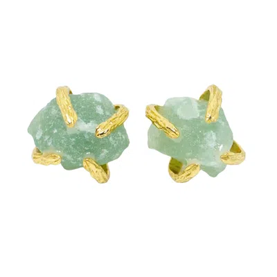 Jiaying Wang Wjy Studio London Women's Green / Gold Elemental Birth Natural Jade Stud Earrings In Multi