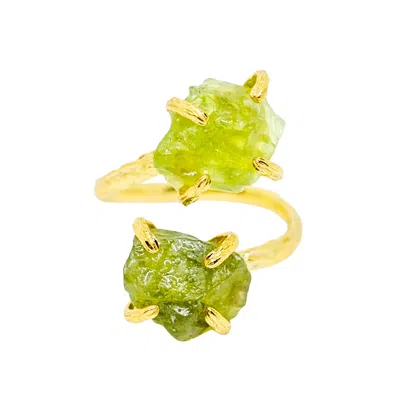 Jiaying Wang Wjy Studio London Women's Green / Gold Elemental Birth Natural Peridot Adjustable Ring In Multi