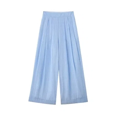 Jiaying Wang Wjy Studio London Women's Natural Linen Wide-leg Loose Trousers In Blue