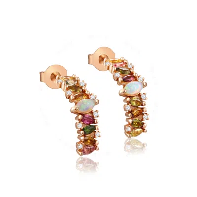Jiaying Wang Wjy Studio London Women's Natural Opal Tourmaline Earring In Multi
