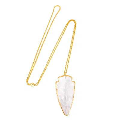 Jiaying Wang Wjy Studio London Women's Natural White Crystal 18k Gold Plated Adjustable  Necklace Big