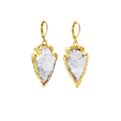 Jiaying Wang Wjy Studio London Women's Natural White Crystal Gold-plated Silver Earring