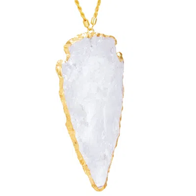 Jiaying Wang Wjy Studio London Women's Natural White Crystal Gold-plated Silver Necklace  Big
