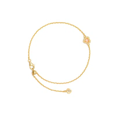 Jiaying Wang Wjy Studio London Women's Neutrals Birthstones Champagne Heart Gold Plated Adjustable Bracelet / Anklet