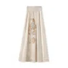 Jiaying Wang Wjy Studio London Women's Neutrals Embroidery Floral Beige Long Skirt