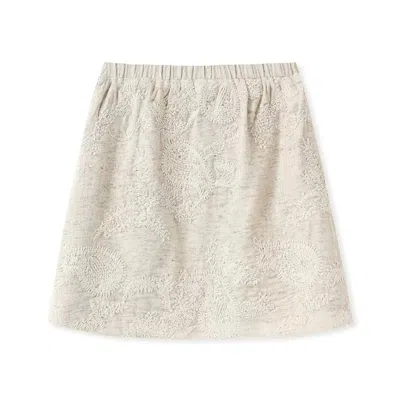 Jiaying Wang Wjy Studio London Women's Neutrals Textured Embroidered Linen-blend Short Skirt