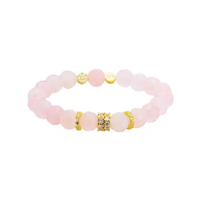 Jiaying Wang Wjy Studio London Women's Pink Natural Rose Crystal Love Shine Gold-plated Silver Bracelet