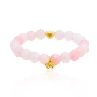 Jiaying Wang Wjy Studio London Women's Pink Natural Rose Crystal Love Stars Gold-plated Silver Bracelet