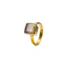 Jiaying Wang Wjy Studio London Women's Pink / Purple / Gold Natural Amethyst Engraved Flower Adjustable Ring In Multi