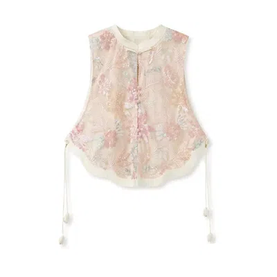 Jiaying Wang Wjy Studio London Women's Pink / Purple Pastel Floral Embroidered Detail Top In Multi