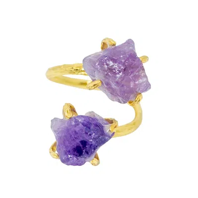 Jiaying Wang Wjy Studio London Women's Purple Elemental Birthstone Natural Amethyst Ring Adjustable