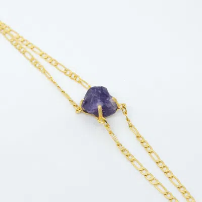 Jiaying Wang Wjy Studio London Women's Purple / Gold Elemental Birth Natural Amethyst Bracelet Adjustable In Multi