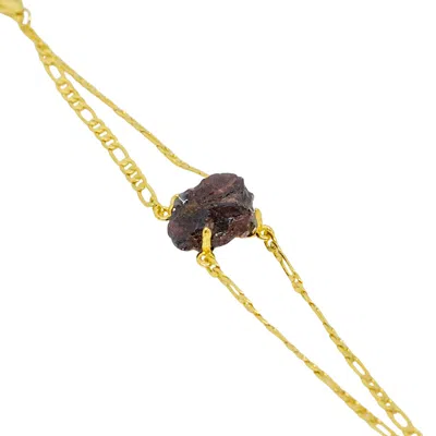 Jiaying Wang Wjy Studio London Women's Purple / Gold Elemental Birth Natural Garnet Bracelet Adjustable In Multi