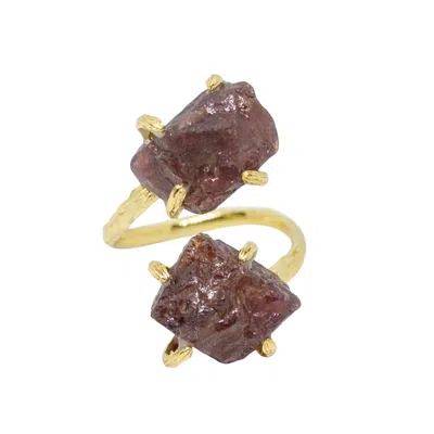 Jiaying Wang Wjy Studio London Women's Purple / Gold Elemental Birth Natural Garnet Ring Adjustable In Multi