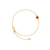 Jiaying Wang Wjy Studio London Women's Red Birthstones Ruby Heart Gold Plated Adjustable Bracelet / Anklet