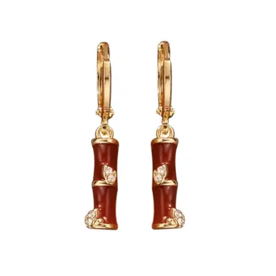 Jiaying Wang Wjy Studio London Women's Red / Gold / White Bamboo Opal Red Earring In Multi