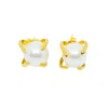 Jiaying Wang Wjy Studio London Women's White / Gold Elemental Birth Natural Pearl Stud Earrings In Multi