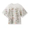 Jiaying Wang Wjy Studio London Women's White / Neutrals Embroidered White Sequin Short-sleeve Top Shirt