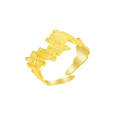Jiaying Wang Wjy Studio London Women's W.j.y.  Handmade Tree Surface Gold Ring