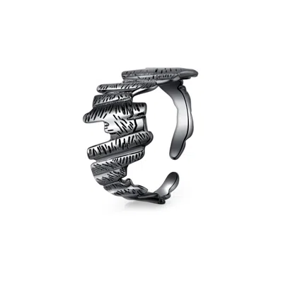 Jiaying Wang Wjy Studio London Women's W.j.y. Handmade Tree Surface Memory Black Gold Ring