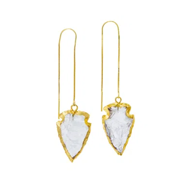 Jiaying Wang Wjy Studio London Women's W.j.y. Natural White Crystal Gold Long Earring