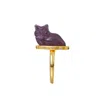 Jiaying Wang Wjy Studio London Women's Yellow Handmade Engraved Owl Amethyst Gold-plated Ring In Yellow