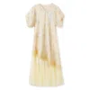 Jiaying Wang Wjy Studio London Women's Yellow / Orange Embroidered Cream Yellow Lace Floral Wedding/ Vacation Dress