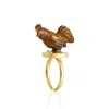 Jiaying Wang Wjy Studio London Women's Yellow / Orange / Gold Handmade Engraved Cock Tiger Eye Gemstones Ring