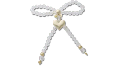 Jibbitz Beaded Bow With Gold Heart In White