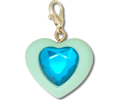 Jibbitz Blue Heart Sim Gem Charm In Gold